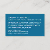 Blue Rubbish Skip Design, Skip/Dumpster Company Visitenkarte (Rückseite)