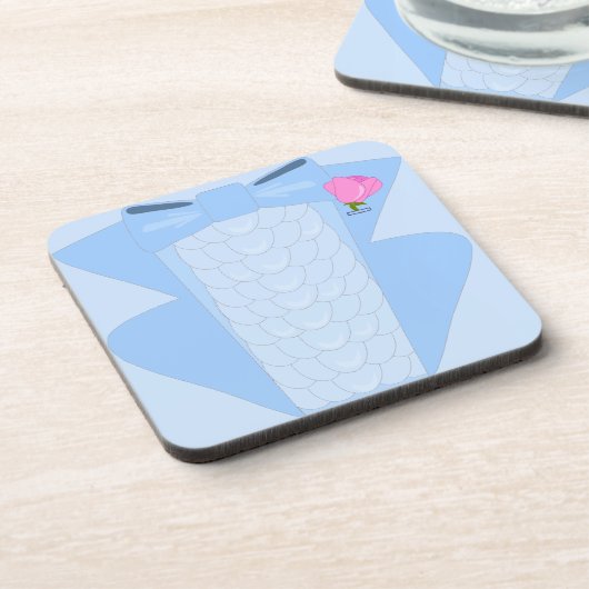 Blue Ruffle Prom King Tuxedo Untersetzer (Linke Seite)