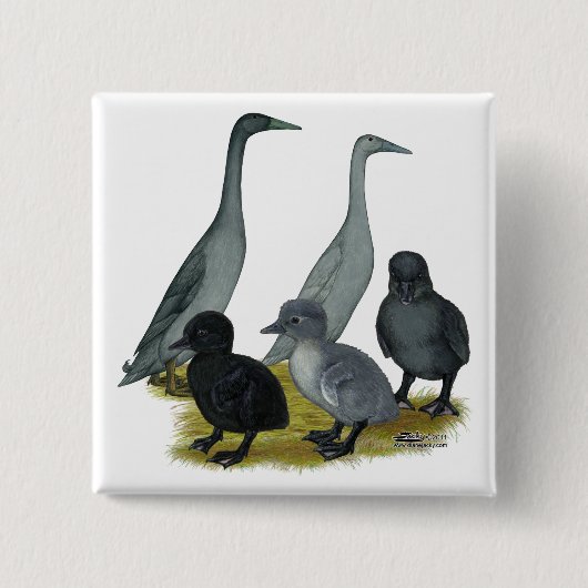 Blue Runner Duck Family Button (Vorderseite)