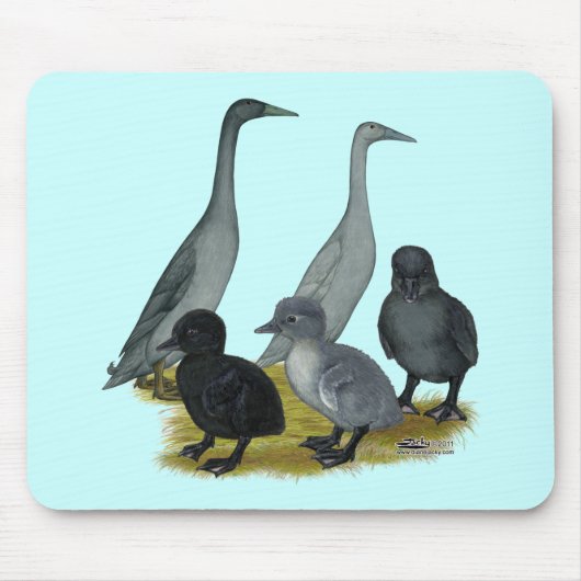 Blue Runner Duck Family Mousepad (Vorne)