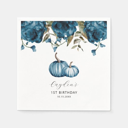 Blue Ruskin Pumpkin Fall Birthday Party Serviette (Vorderseite)