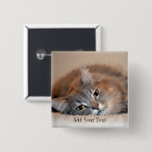 Blue Russian Cat Long Hairs by Shirley Taylor Button (Vorne & Hinten)