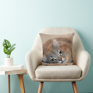 Blue Russian Cat Long Hairs by Shirley Taylor Kissen