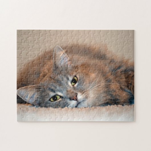 Blue Russian Cat Long Hairs by Shirley Taylor Puzzle (Horizontal)