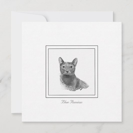 Blue Russian Cat Moderne gezeichnete Flachnotizkar Mitteilungskarte (Vorderseite)