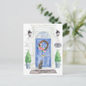 Blue Russian Cat Moving Announccard Postkarte (Stehend Vorderseite)