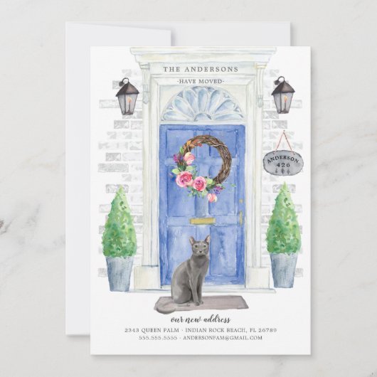 Blue Russian Moving Announcement Einladung (Vorderseite)