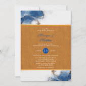 Blue Rust Copper Watercolor Agate Hochzeitsfeier Einladung (Vorderseite)