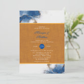 Blue Rust Copper Watercolor Agate Hochzeitsfeier Einladung (Stehend Vorderseite)