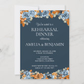 Blue Rust Terracota Hochzeitsdinner Probe Einladung (Vorderseite)