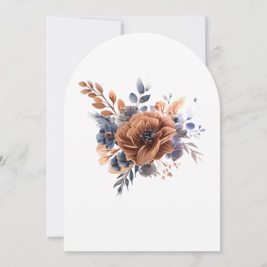 Blue Rust Terracotta Garden Elegante Hochzeit Einladung (Rückseite)