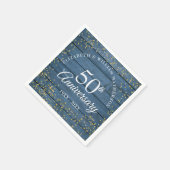 Blue Rustic 50th Anniversary Gold Dust Confetti Serviette (Ecke)