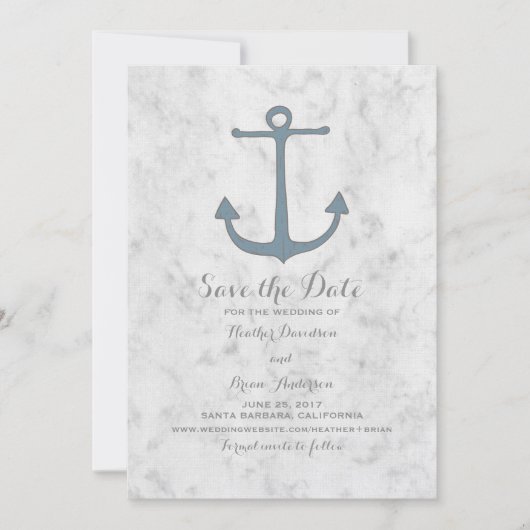 Blue Rustic Anchor Save the Date einladen (Vorderseite)