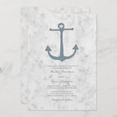 Blue Rustic Anchor Wedding Einladung (Vorne/Hinten)