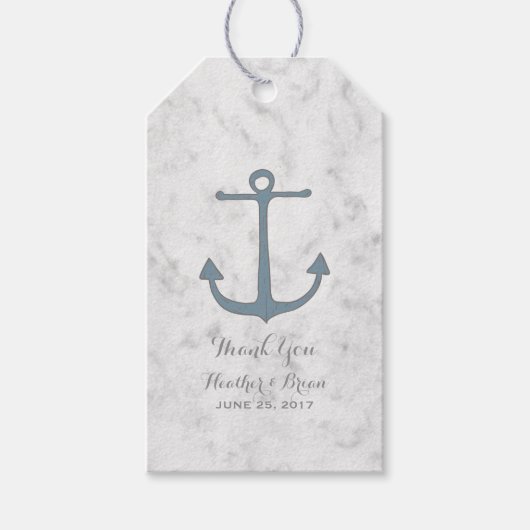 Blue Rustic Anchor Wedding Geschenkanhänger (Vorderseite)