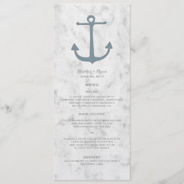 Blue Rustic Anchor Wedding Menu Menükarte