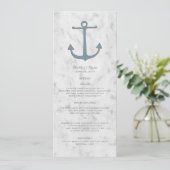 Blue Rustic Anchor Wedding Menu Menükarte (Stehend Vorderseite)