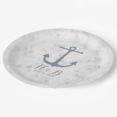 Blue Rustic Anchor Wedding Pappteller (Schrägansicht)