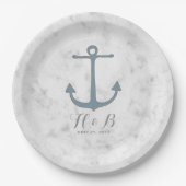 Blue Rustic Anchor Wedding Pappteller (Vorderseite)
