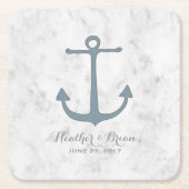 Blue Rustic Anchor Wedding Rechteckiger Pappuntersetzer (Vorderseite)