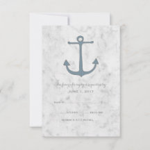 Blue Rustic Anchor Wedding RSVP Card
