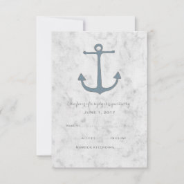 Blue Rustic Anchor Wedding RSVP Card