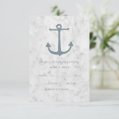 Blue Rustic Anchor Wedding RSVP Card Karte (Stehend Vorderseite)