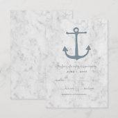 Blue Rustic Anchor Wedding RSVP Card Karte (Vorne/Hinten)