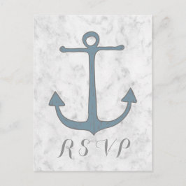Blue Rustic Anchor Wedding RSVP Postcard Einladungspostkarte