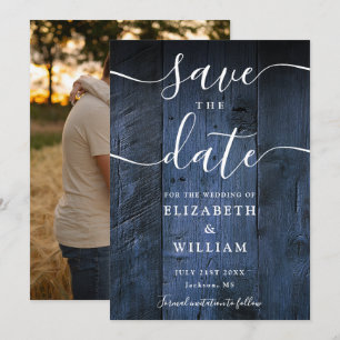 Blue Rustic Barn Wood Boho Chic Foto Hochzeit Save The Date