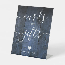 Blue Rustic Barn Wood Script Karten und Geschenke Sockelschild