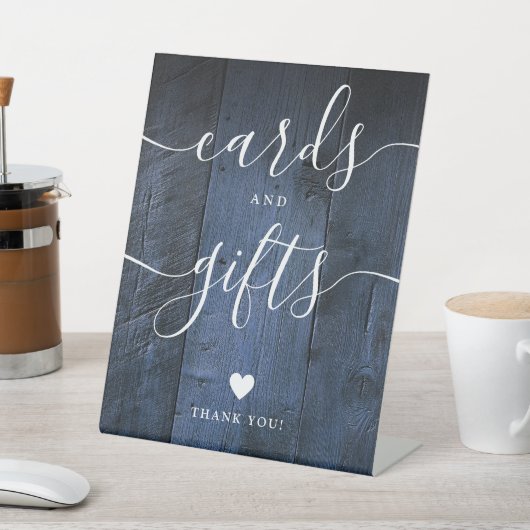 Blue Rustic Barn Wood Script Karten und Geschenke Sockelschild (In SItu)