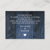Blue Rustic Barn Wood Wedding Vielen Dank Platzkarte (Rückseite)
