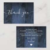 Blue Rustic Barn Wood Wedding Vielen Dank Platzkarte (Vorne/Hinten)