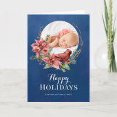 Blue Rustic Bird Wreath Weihnachten (Vorderseite)