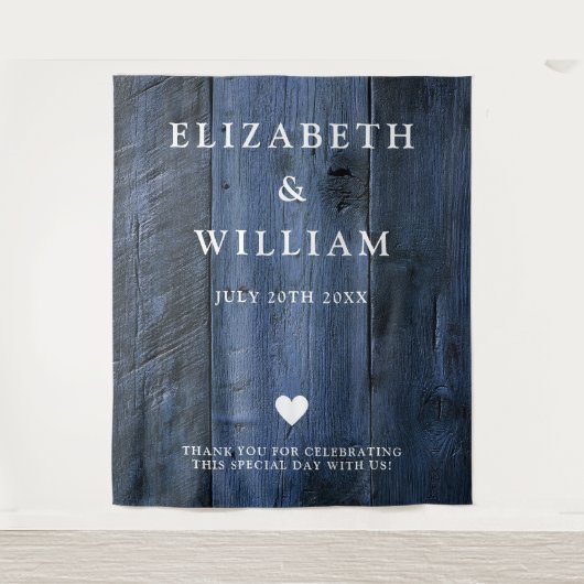 Blue Rustic Boho Barn Wood Foto Stand Hintergrund Wandteppich (Vorderseite)