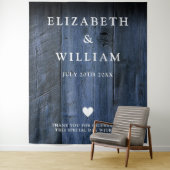 Blue Rustic Boho Barn Wood Foto Stand Hintergrund Wandteppich (Beispiel)