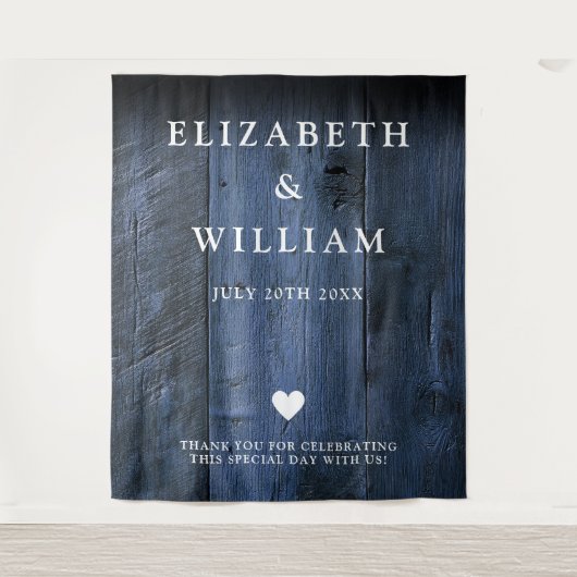 Blue Rustic Boho Barn Wood Foto Stand Hintergrund Wandteppich (Vorderseite)