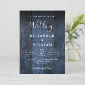 Blue Rustic Boho Barn Wood Foto Wedding Einladung (Stehend Vorderseite)