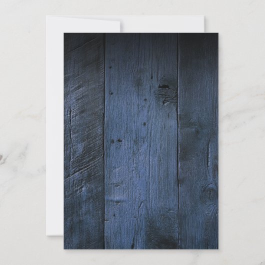 Blue Rustic Boho Elegant Barn Wood Wedding Einladung (Rückseite)