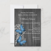 Blue Rustic Butterfly Brautparty laden Einladung (Vorderseite)