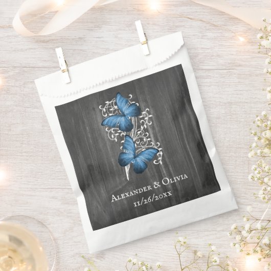 Blue Rustic Butterfly Gastgeschenk Hochzeit Bags Geschenktütchen (Ausgeschnitten)