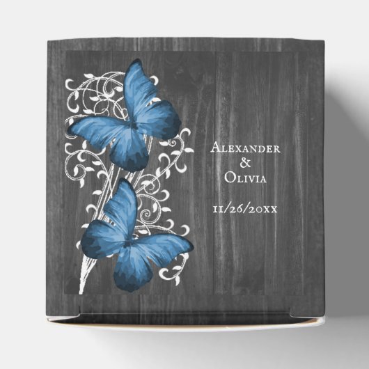 Blue Rustic Butterfly Gastgeschenk Hochzeit Box Geschenkschachtel (Oben)