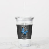 Blue Rustic Butterfly Personalisiert Acrylic Tumbl Acryltrinkbecher (Vorderseite)