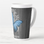 Blue Rustic Butterfly Personalisiert Latte Tasse (Rechte Ecke)
