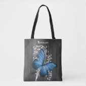 Blue Rustic Butterfly Personalisiert Totbeutel Tasche (Vorderseite)