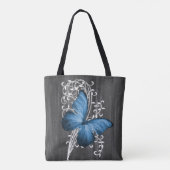 Blue Rustic Butterfly Personalisiert Totbeutel Tasche (Rückseite)