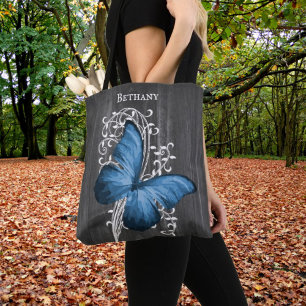 Blue Rustic Butterfly Personalisiert Totbeutel Tasche