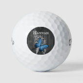 Blue Rustic Butterfly Personalisierte Golfbälle (Vorderseite)