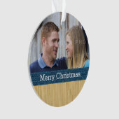 Blue Rustic Christmas Foto Ornament (Vorderseite)